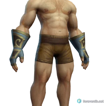 Cloudy Windraveled Mitts worn by a human male, rendered from the Forever client
