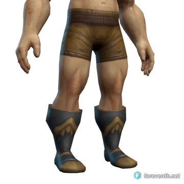 Azure Windraveled Footwraps worn by a human male, rendered from the Forever client