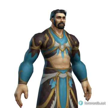 Azure Windraveled Jerkin worn by a human male, rendered from the Forever client