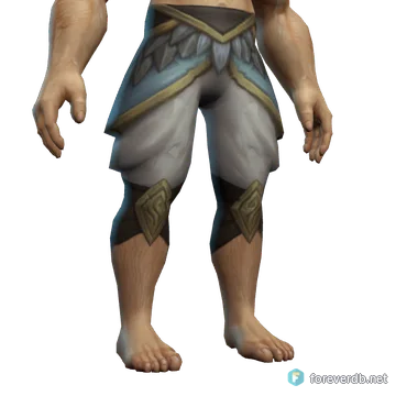 Cloudy Skyforged Legguards worn by a human male, rendered from the Forever client