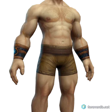 Feathered Cuffs worn by a human male, rendered from the Forever client