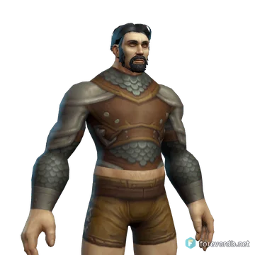 Veteran Adventurer's Chestpiece worn by a human male, rendered from the Forever client
