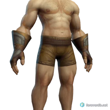 Veteran Adventurer's Gloves worn by a human male, rendered from the Forever client