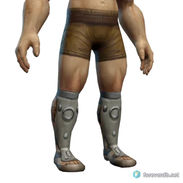 Mender's Mail Boots worn by a human male, rendered from the Forever client