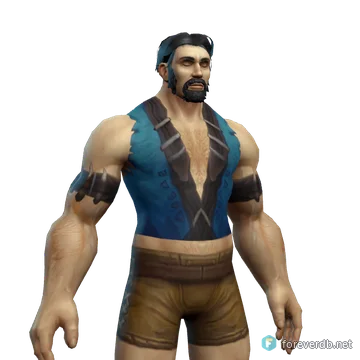 Blue Suede Armor worn by a human male, rendered from the Forever client