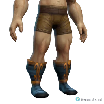 Swarmtender's Footpads worn by a human male, rendered from the Forever client