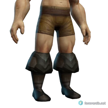 Mender's Mail Sabatons worn by a human male, rendered from the Forever client