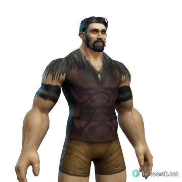 Restored Leather Tunic worn by a human male, rendered from the Forever client
