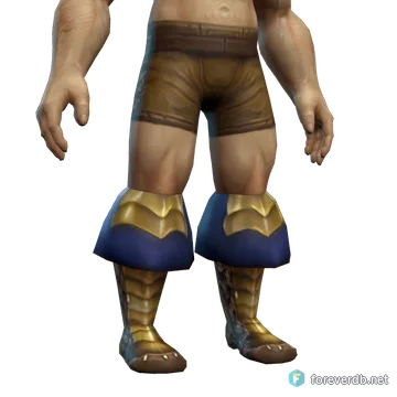 Treads of the Protector Golem worn by a human male, rendered from the Forever client