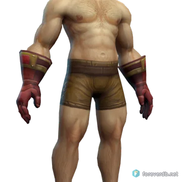 Scarlet Gauntlets worn by a human male, rendered from the Forever client