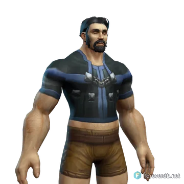 Dusky Leather Armor worn by a human male, rendered from the Forever client