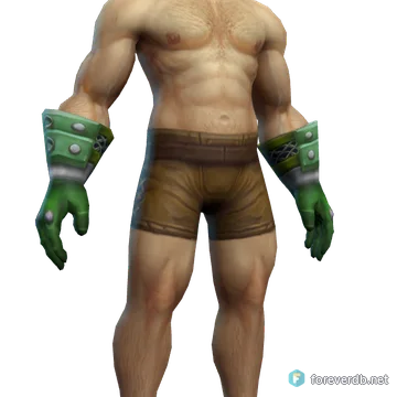 Moss-covered Gauntlets worn by a human male, rendered from the Forever client