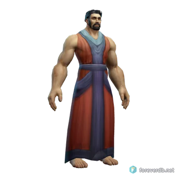 Scarlet Initiate Robes worn by a human male, rendered from the Forever client