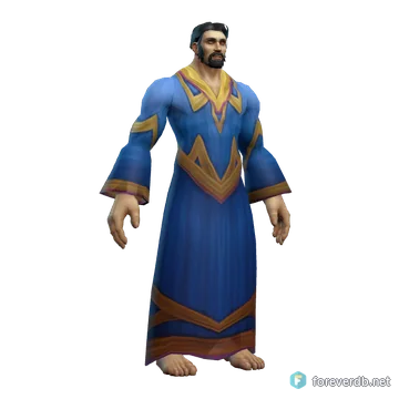 Blue Linen Robe worn by a human male, rendered from the Forever client