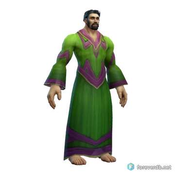 Disciple's Robe worn by a human male, rendered from the Forever client