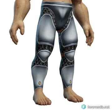 Centurion Legplates worn by a human male, rendered from the Forever client