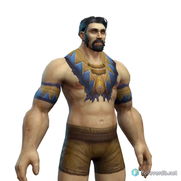 Primitive Mantle worn by a human male, rendered from the Forever client