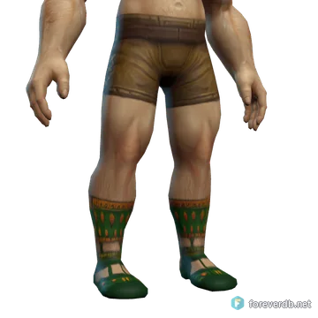 Green Iron Boots worn by a human male, rendered from the Forever client