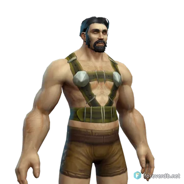 Gnoll War Harness worn by a human male, rendered from the Forever client