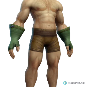 Evergreen Gloves worn by a human male, rendered from the Forever client