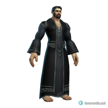 Black Velvet Robes worn by a human male, rendered from the Forever client