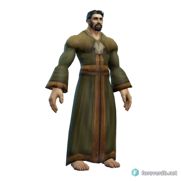 Neophyte's Robe worn by a human male, rendered from the Forever client