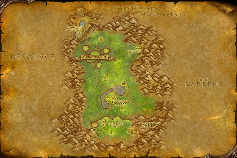 The Mulgore map from the WoW Forever client