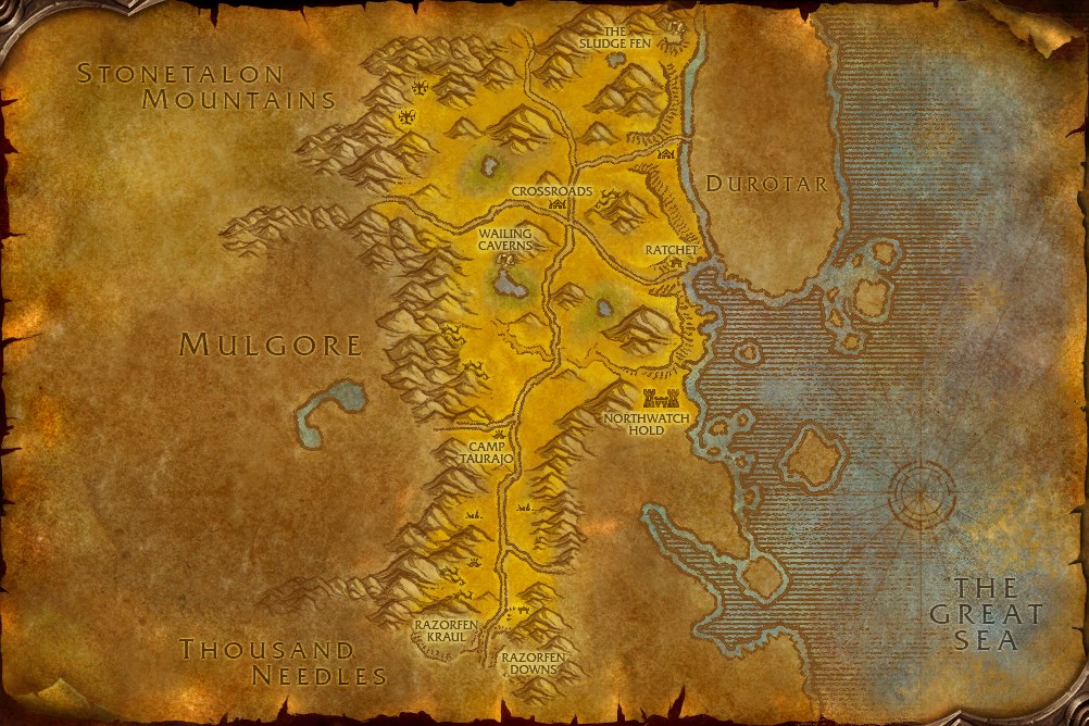 Die Karte von Das Brachland aus dem WoW-Forever-Client