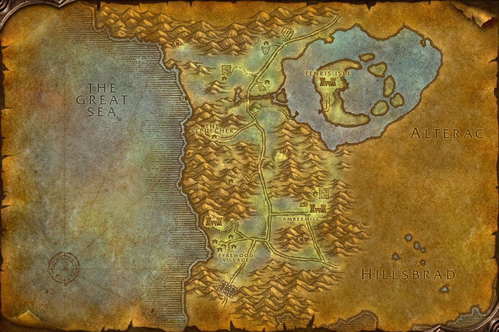The Silverpine Forest map from the WoW Forever client