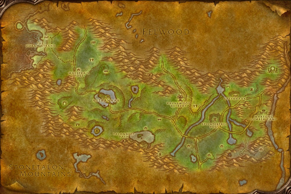 Die Ashenvale-Karte aus dem WoW-Forever-Client