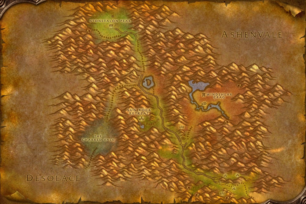 Die Karte des Steinkrallengebirges aus dem WoW-Forever-Client