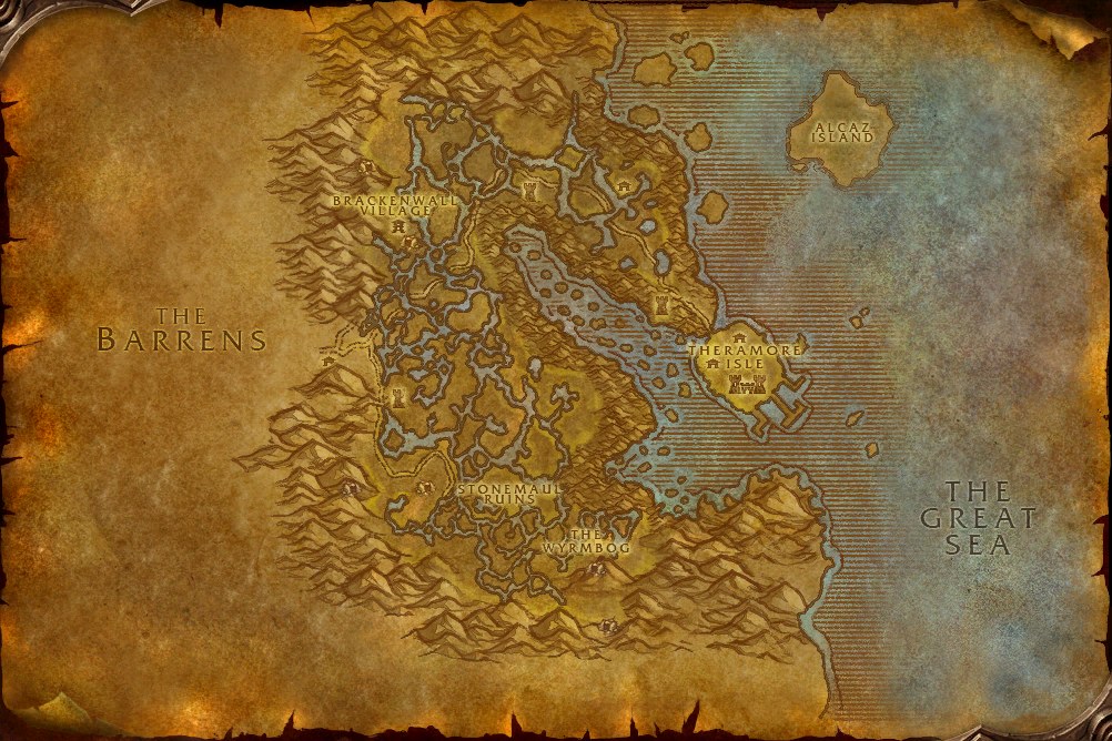 The Dustwallow Marsh map from the WoW Forever client