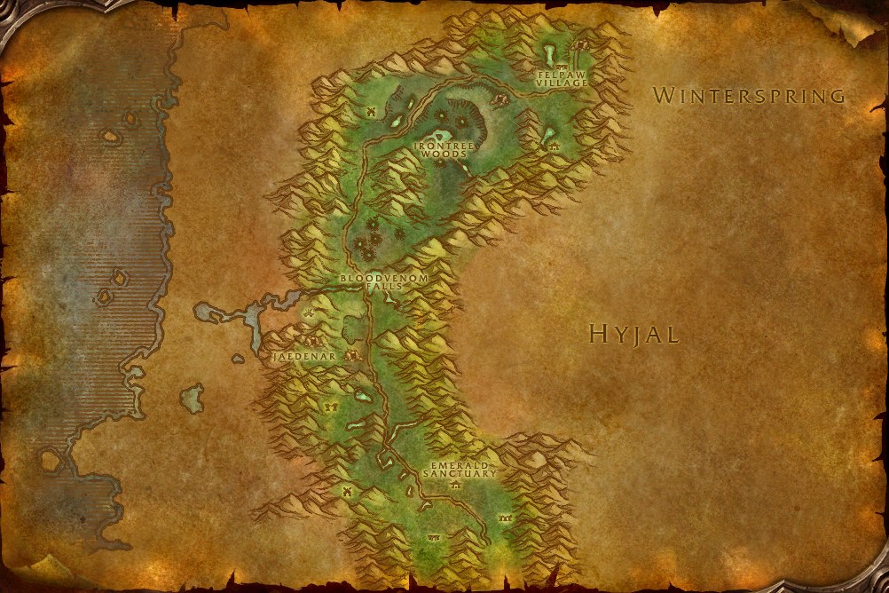 The Felwood map from the WoW Forever client