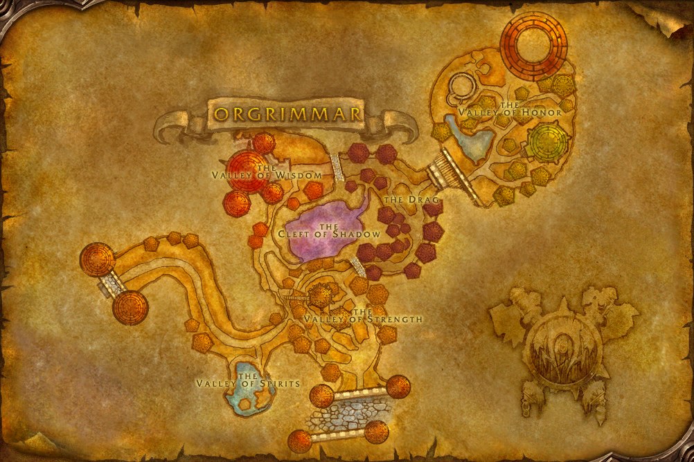 The Orgrimmar map from the WoW Forever client
