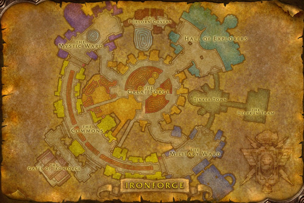 La carte de Forgefer, tirée du client de WoW Forever