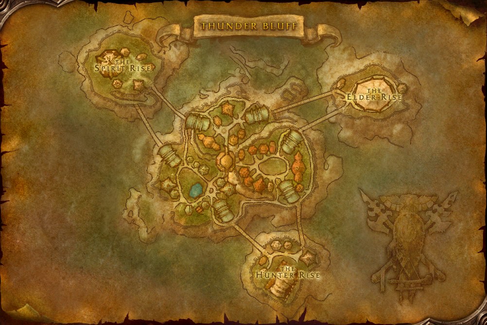 La carte de Thunder Bluff issue du client de WoW Forever