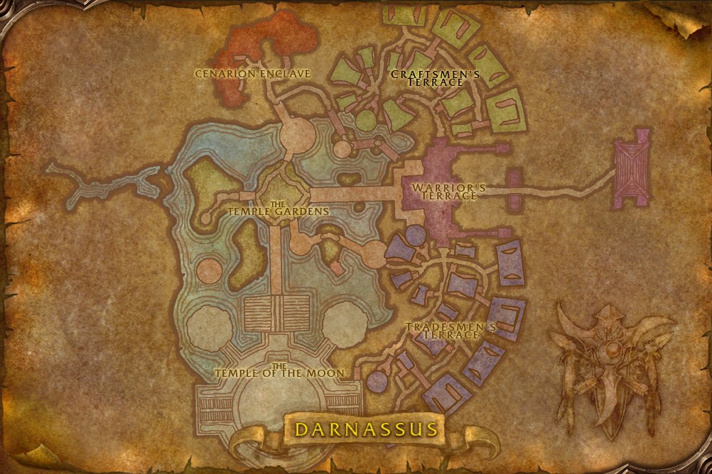The Darnassus map from the WoW Forever client
