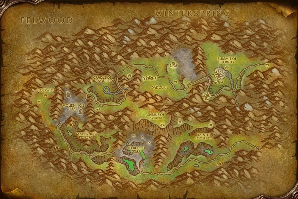 The Mount Hyjal map from the WoW Forever client