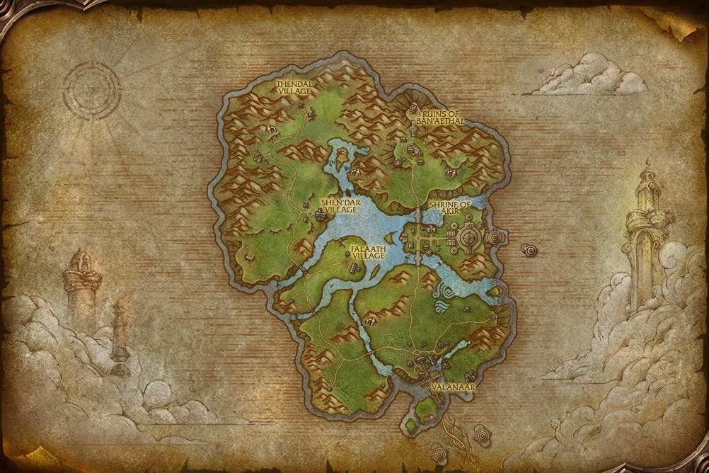 The Zephras Isle map from the WoW Forever client
